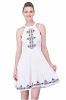 OFF-WHITE EMBROIDERED A-LINE STRAPS DRESS