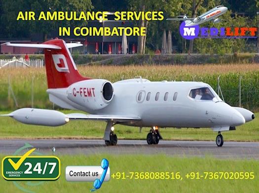 Hire Inexpensive Cost Air Ambulance Services in Coimbatore by Medilift