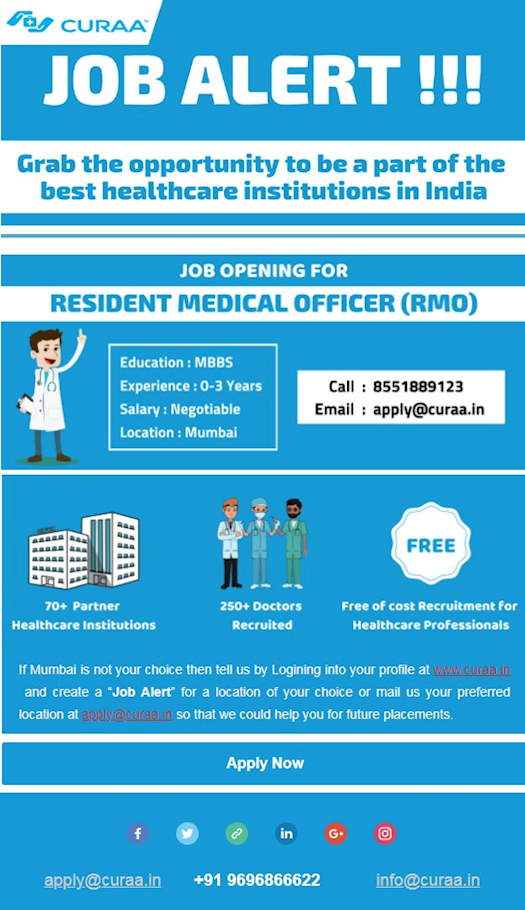 Job Opening For Resident Medical Officer(RMO) in Mumbai