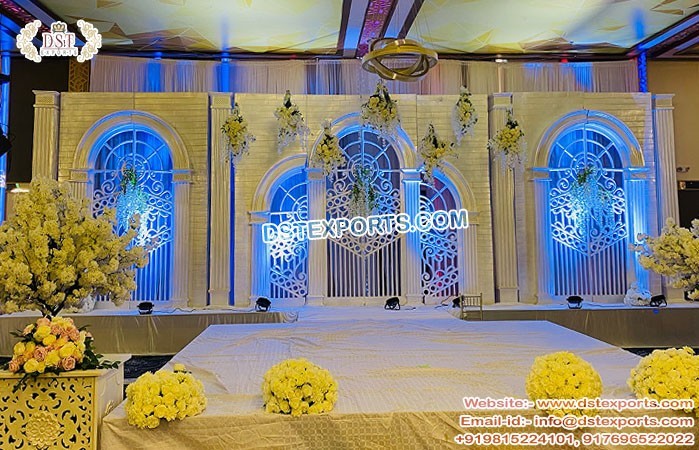  White Victorian Stage for Wedding Reception 
