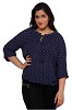 PLUS SIZE BLUE PRINTED TOP WITH TIE-UP DETAILS