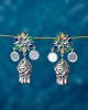 Delicate Bandhej Silver Plated Drop Earrings