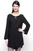 BLACK ELASTIC TUNIC WITH TIE-UP