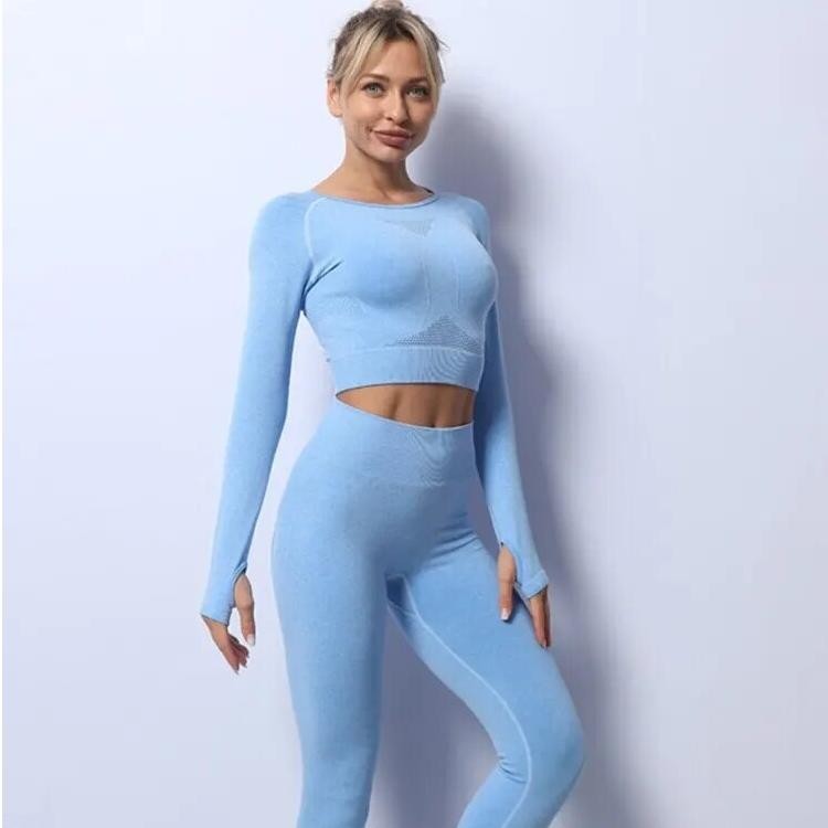  Perfect 2 Pieces Seamless Women Yoga Workout Outfit