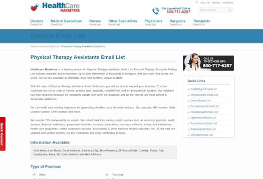 Get customized Physical Therapy Assistants E-mail Lists with Healthcare Marketers