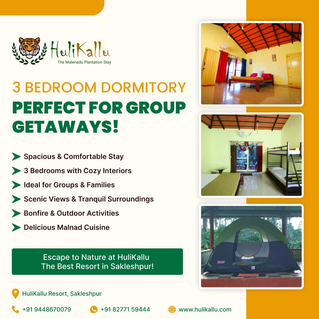 Spacious 3-Bedroom Dormitory Stay at HuliKallu Resort!