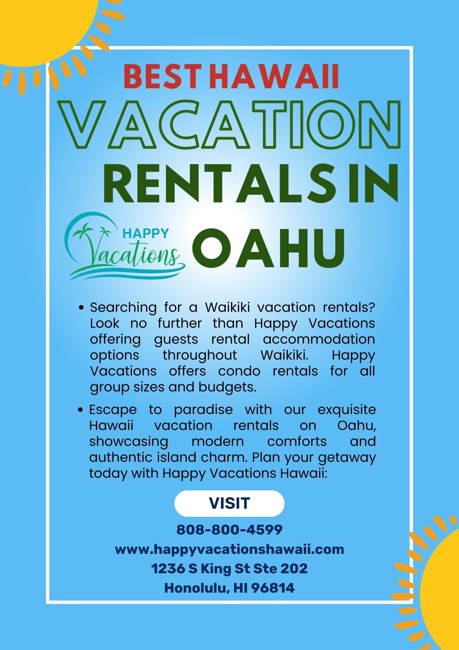Best Hawaii Vacation Rentals in Oahu - Happy Vacations Hawaii