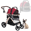 Luxury 3-In-1 Stroller For Small/Medium Dogs, Cats And Pets (Ruby Red)
