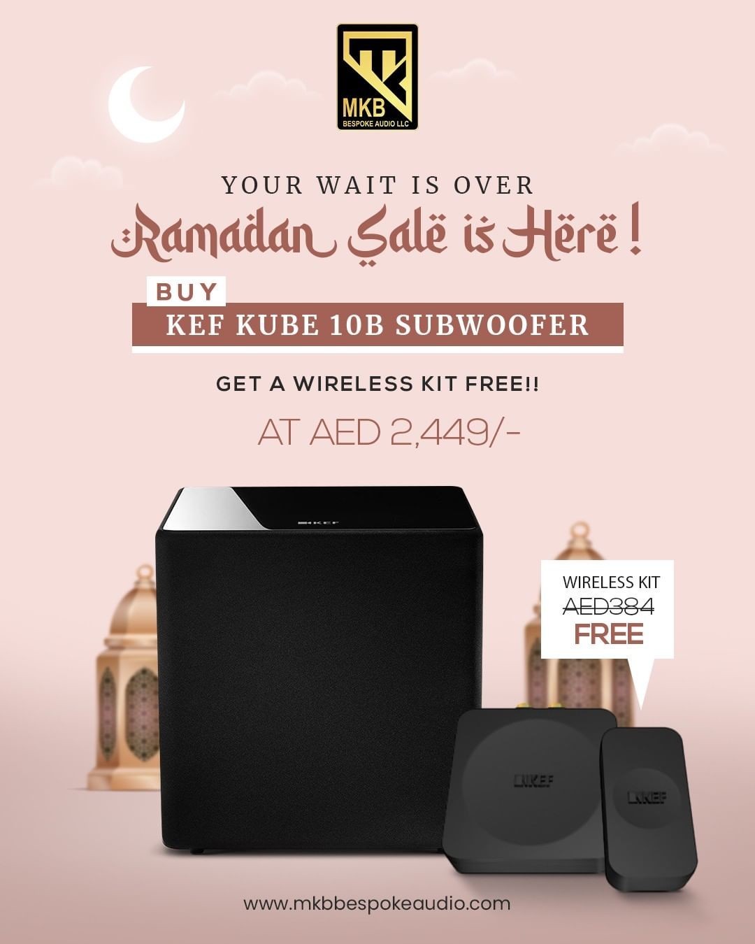Buy KEF KUBE 10b SUBWOOFER and get a WIRELESS KIT FREE at AED 2,449