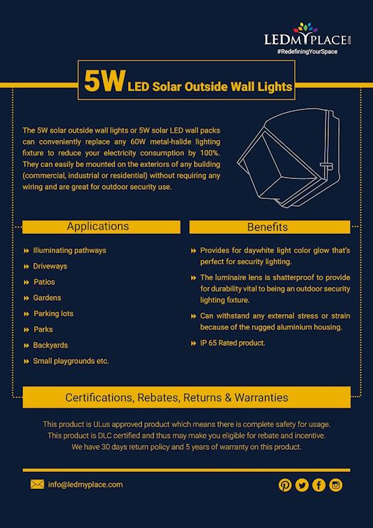 5W Outside LED Solar Wall Pack Light – USA