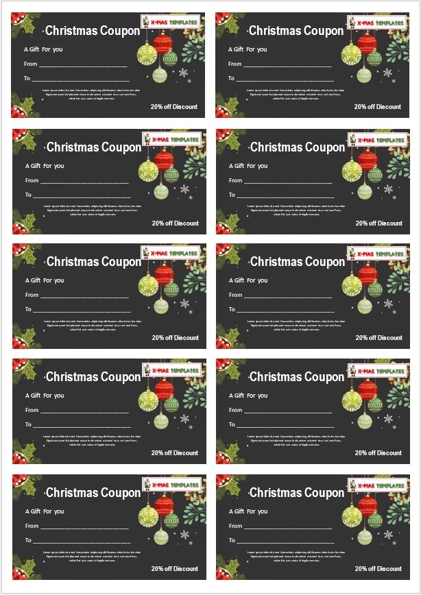 Printable Christmas Coupon Template 