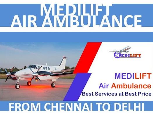 Contact Medilift for Hire Air Ambulance from Chennai to Delhi