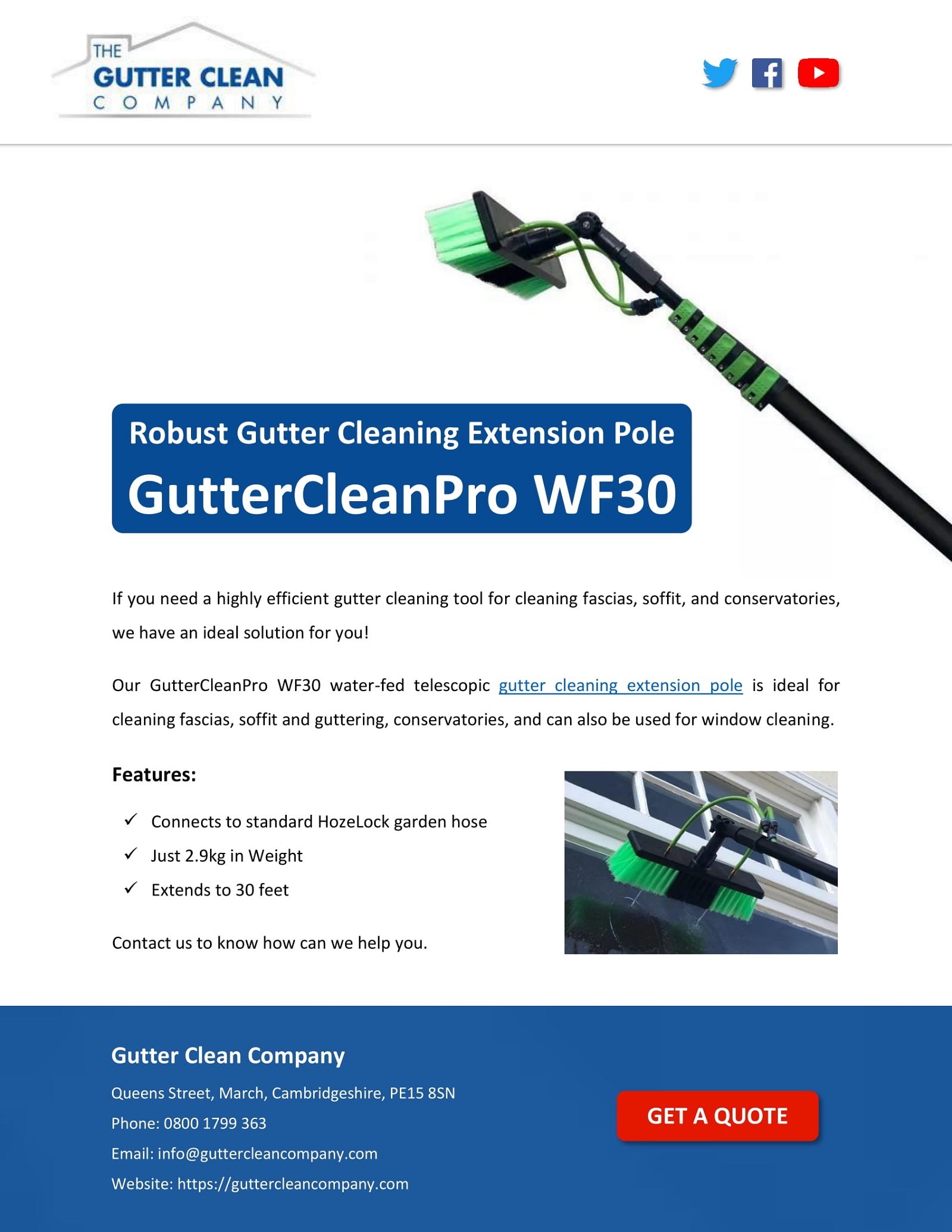 Robust Gutter Cleaning Extension Pole