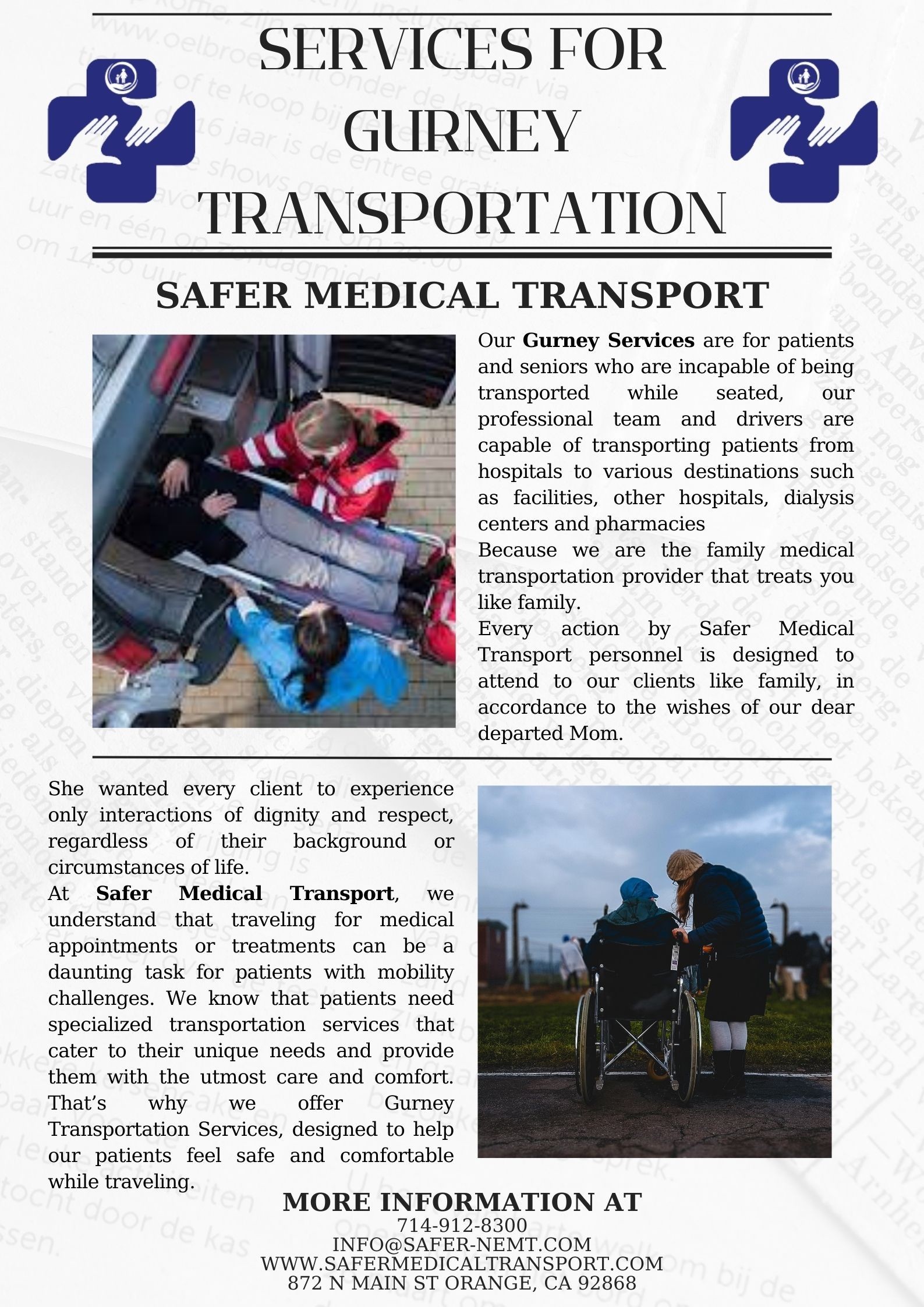 Services For Gurney Transportation - www.safermedicaltransport.com