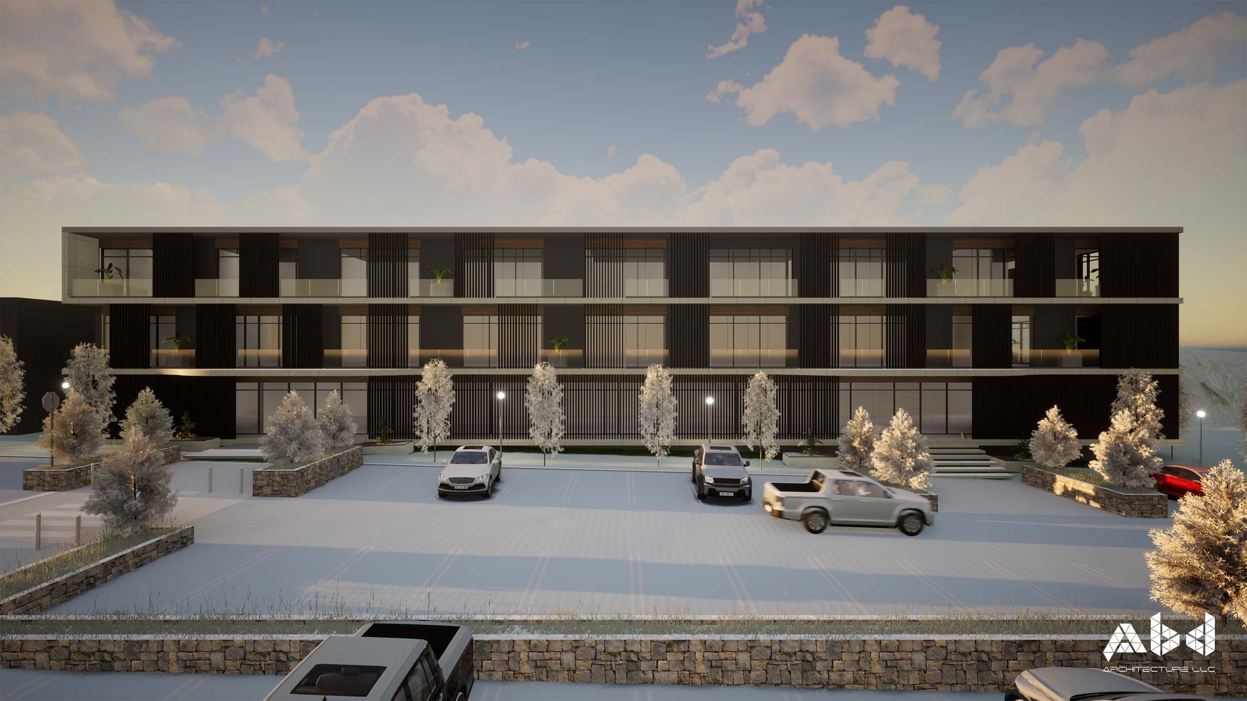 Niseko hotel architectural design & master plan concept  in-house 3D rendering