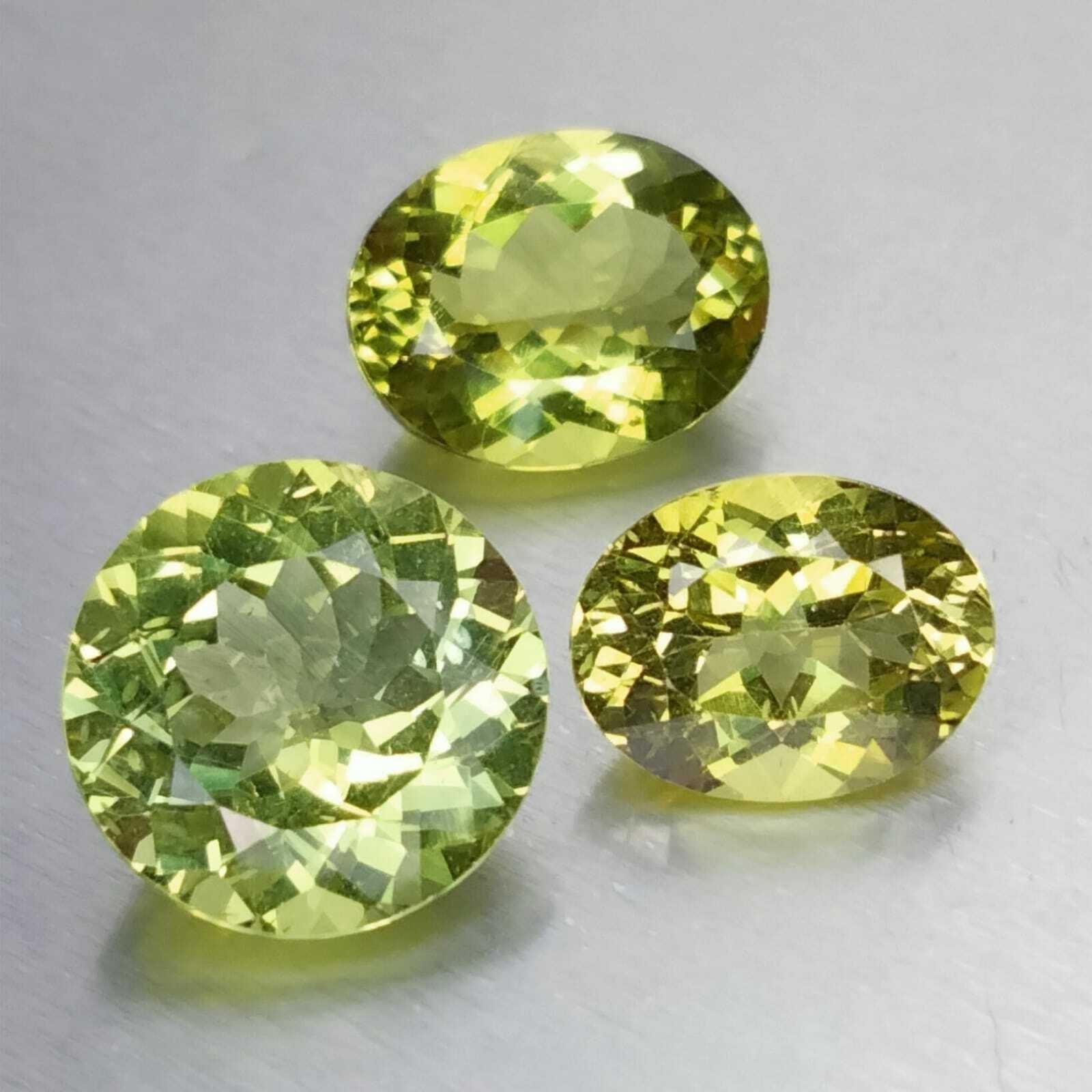 The Beauty of 8.28 CTS Yellow Green Natural Apatite Oval Round 3 PCS Loose Gemstones