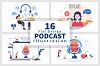 16 Flat Design Podcast Illustration | Draftik