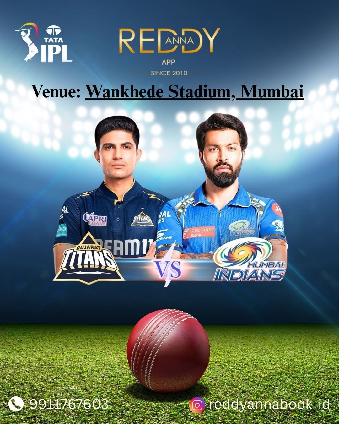 Reddy Book Get Ready for the Clash: Mumbai Indians vs Gujarat Titans in IPL 2025 at Wankhede Stadium