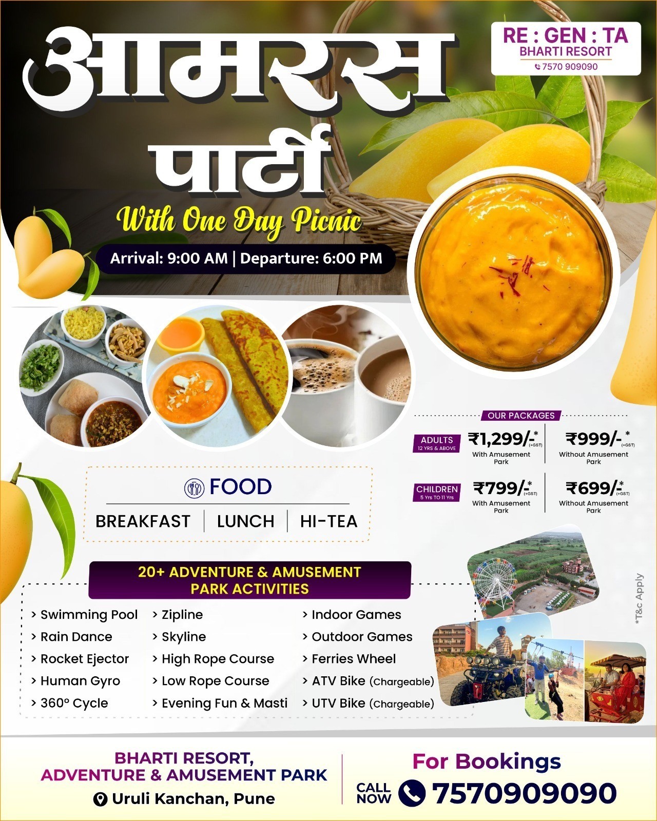 Aamras Party with One day Picnic near by Pune at RE:GEN:TA Bharti Resort ??