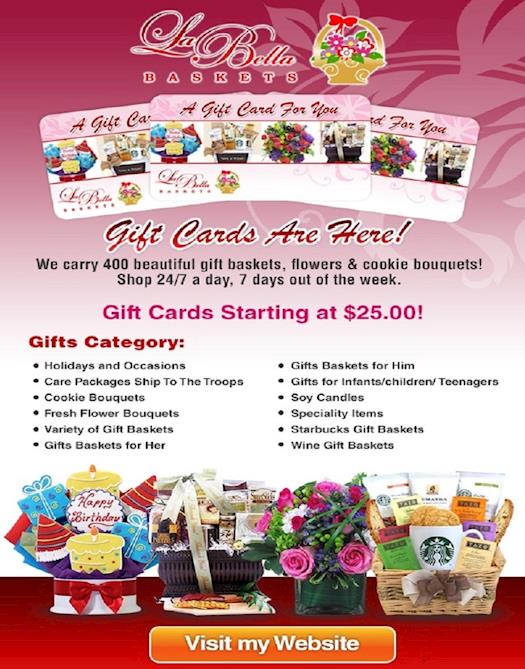 E-Gift Cards ~ Quick, Convenient & Immediate Gifts!