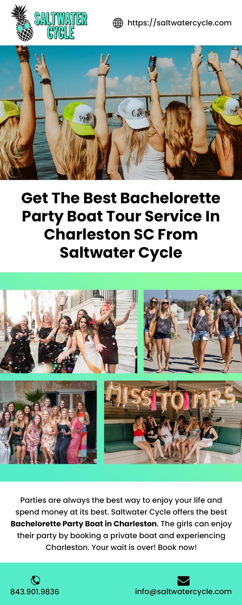 Get The Best Bachelorette Party Boat Tour Service in Charleston SC From Saltwater Cycle