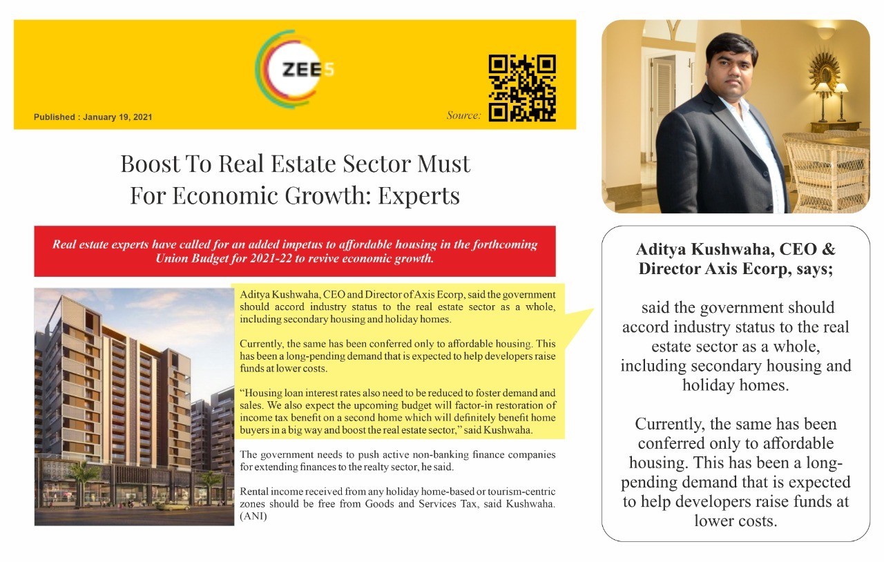 Boost to Real Estate Sector Must for Economic Growth - Experts | Aditya Kushwaha