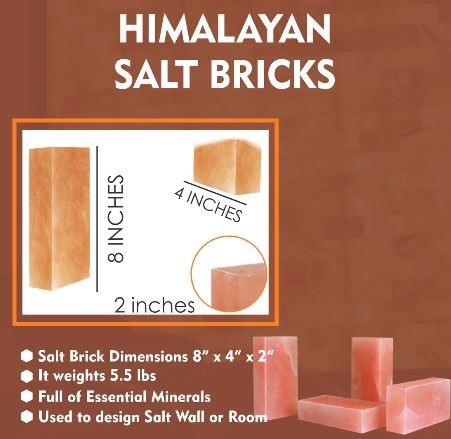 Himalayan Pink Salt Bricks Dimension Image - Salt Bricks