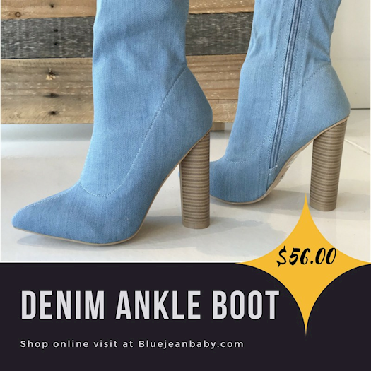 Denim Ankle Boot For Women - Blue Jean Baby