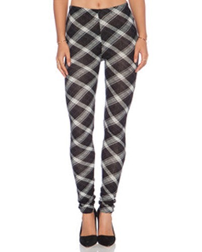 Black and White Drainpipe Flannel Pants