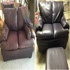 Fibrenew Fort Wayne leather sofa repair before and after
