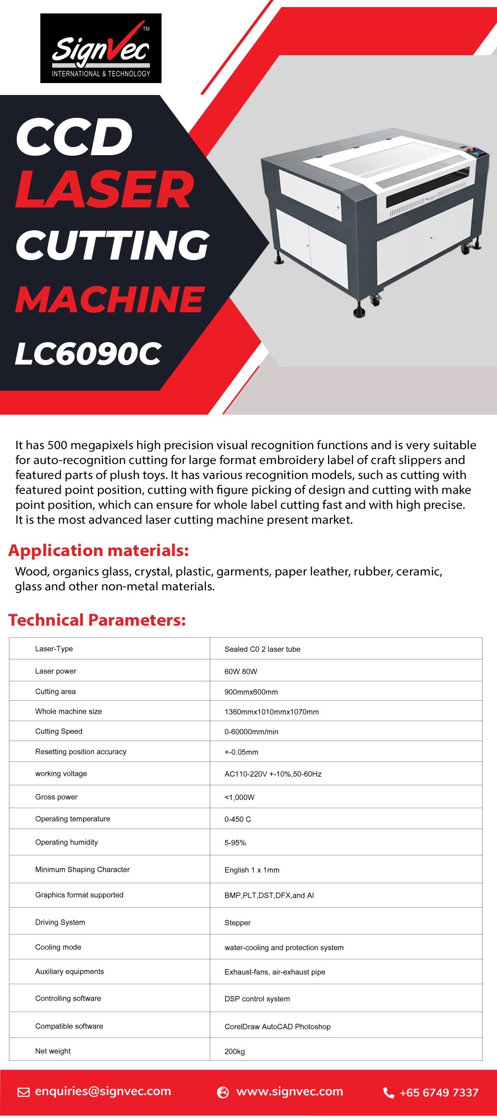 CCD Laser Cutting Machine LC6090C