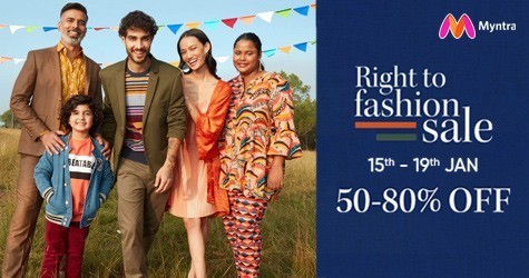 Myntra Right to Fashion Sale : 50% - 80% Off (15 Jan to 19 Jan '22)