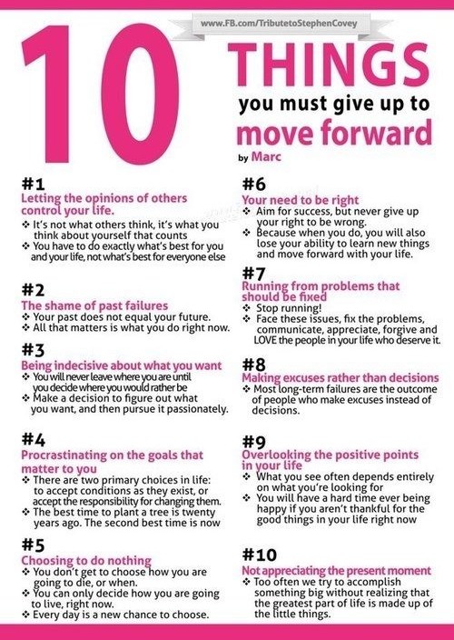 10 Things You Must Give Up To Move Forward