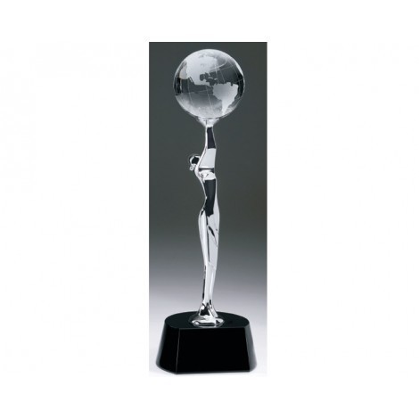 ''Global Celebration'' Chrome Figure - Crystal Globe