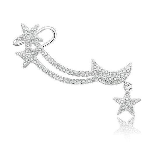 Affordable Briella Star and Moon Cubic Zirconia Crawler Earring