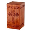 Solid Rosewood Cremation Urn with Engraved Cross