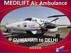 Medilift Air Ambulance Guwahati to Delhi is Available Now      