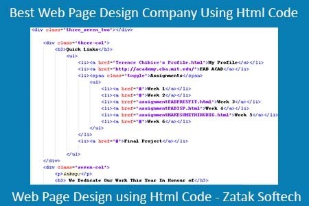 Best Web Page Design Company Using Html Code – Zatak Softech
