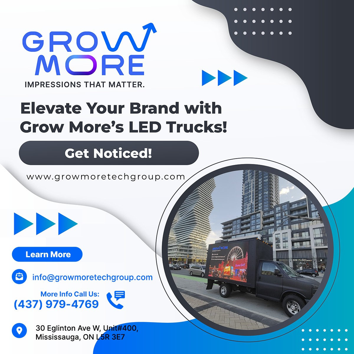 Elevate Your Brand with GrowMore Digital LED Mobile billboard Trucks!
