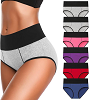 Eiggam Underwear for Women Cotton High Waist Panties Full Coverage Briefs Soft Strech Ladies