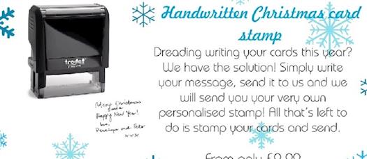 Handwritten Christmas card rubber stamp