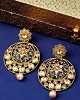 Darbari Chandbali Earrings with Floral Motifs and Pearls