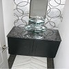 Exact Tile Inc - Tiled Powder Room Backsplash and Floor - exacttile.com