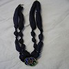 A double stand of deep, dark blue necklace silk