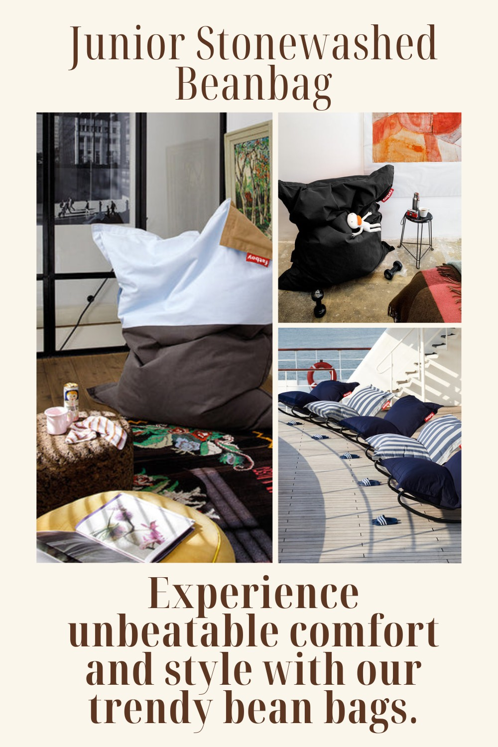Experience unbeatable comfort and style with our trendy bean bags.