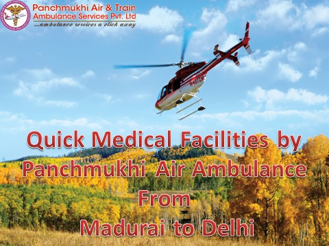 Reliable medical facilities by Panchmukhi Air Ambulance from Madurai to Delhi