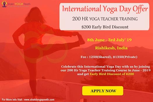 International Yoga Day Offer on 200 Hr Yoga Teacher Training in Rishikesh