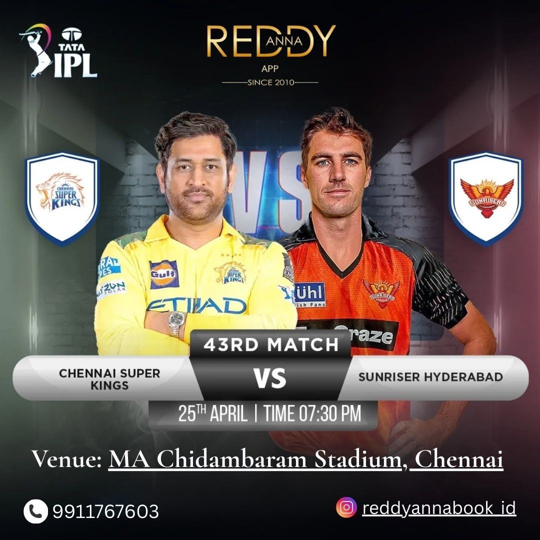  Reddy Book: Track Chennai Super Kings vs Sunrisers Hyderabad in IPL 2025