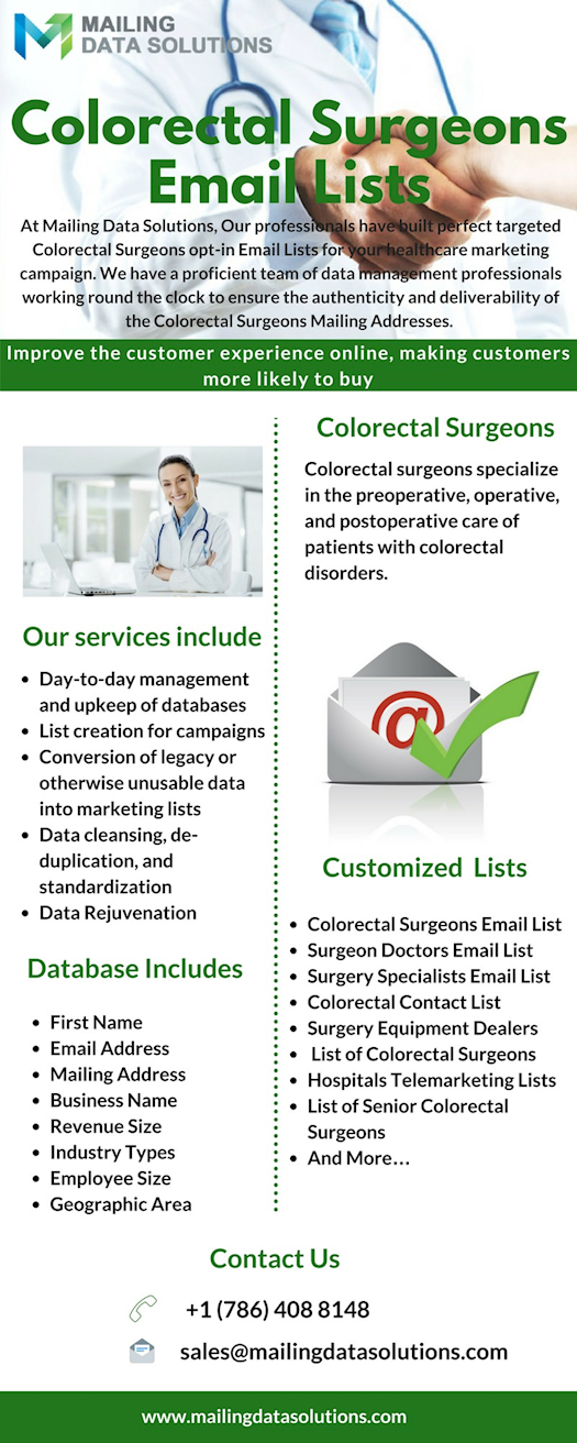 Reach your targeted audience through Colorectal Surgeons Email Lists