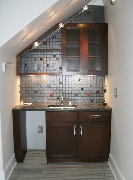 Exact Tile Inc - Tiled Bonus Room Backsplash and Floor - exacttile.com